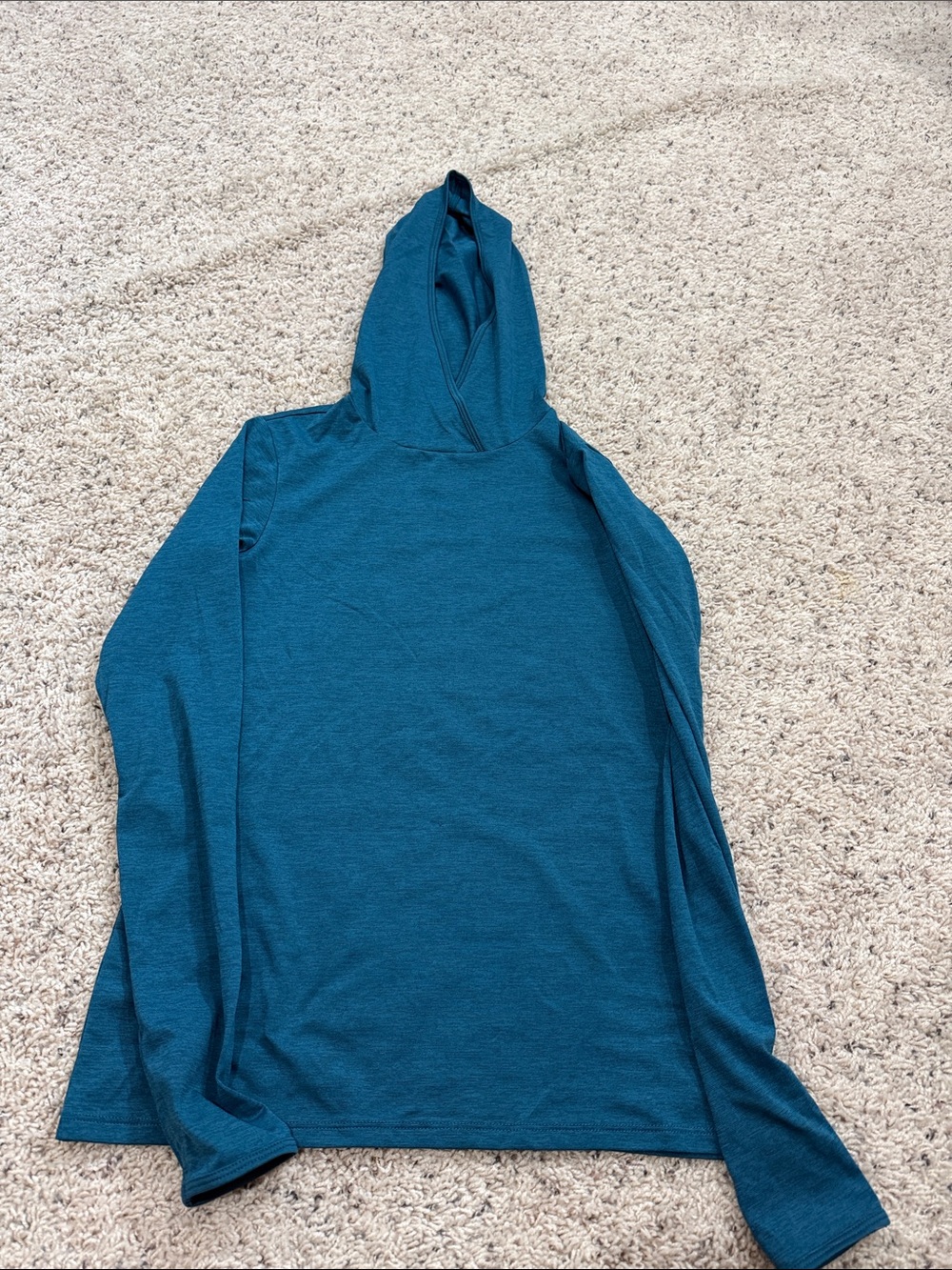 bcg Teal Long-Sleeve Hooded Turtleneck Top